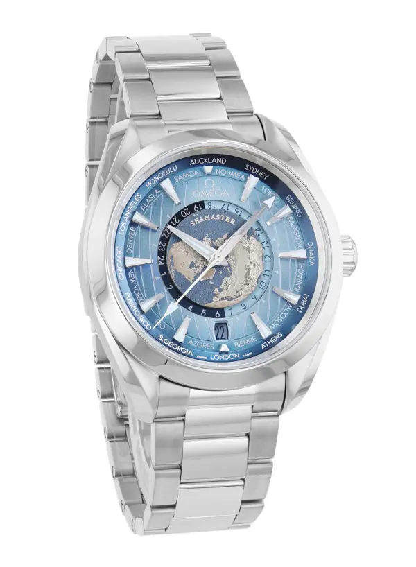 Omega Seamaster Aqua Terra 150M Co-Axial Master Chronometer GMT Worldtimer 43 mm Summer Blue, reference 220.10.43.22.03.002
